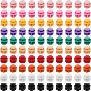 100개 모듬 컬러 플라스틱 이중 구멍 스프링 코드 잠금 엔드 스토퍼 슬라이더 낙하산 버클용 클립 전환