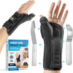 브빌리티 손목 및 엄지 스피카 부목 - 데 케르뱅의 건염 관절염 지지를 위한 브레이스의 건막증 긴 팔뚝