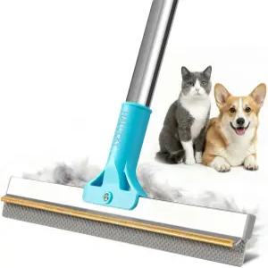 애완동물 털 제거를 위한 카펫 갈퀴 - 재사용 가능한 뿌리째 깨끗한 제거기 63인치 조절 긴 손잡이 고양이