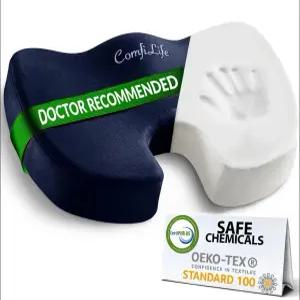 컴피라이프 프리미엄 시트 쿠션 - 100 메모리 폼 오피스 의자 등받이 릴(네이비)