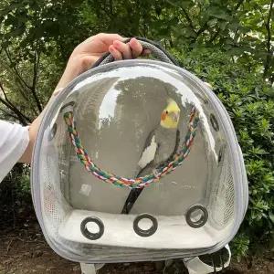 앵무새 이동 가방 백팩 새장 조류용 휴대용 케이지 투명