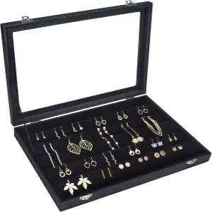 비비젠 귀걸이 정리함 트레이 뚜껑이 있는 주얼리 보관함 디스플레이 케이스 스타일리시하고 기능적인