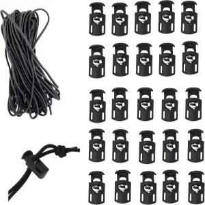 만다라 탄성 드로스트링 클립용 블랙 쇼크 코드 및 플라스틱 잠금 장치 제작 - 신발끈 파라코드용 번지