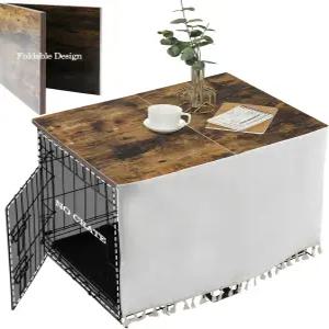 비에 드 아만 강아지 상자 토퍼 우드 24개의 30 36 42 48인치 케이지 테이블 접이식 케넬 태슬 커튼 러스틱