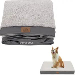 선헤어 워셔블 미디엄 강아지 침대 커버 소프트 플러시 교체 방수 라이너 지퍼가 달린 반려동물 회색