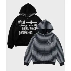 SAINTPAIN SP 스트라이프 리버시블 후드집업 블랙