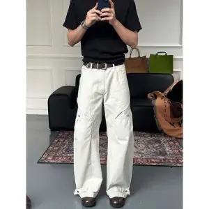 빈티지 가을 캐주얼 바지 남친 회색 워싱 일자 커프 긴 패피3