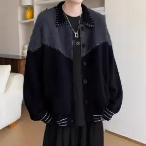 브이넥 가디건 톤온톤 배색 스웨터 봄가을 루즈핏 코트 남친 니트 빈티지 원픽3