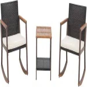 i-VTYS 3피스 야외 로킹 비스트로 세트 정원용 테이블과 의자가 있는 파티오 대화 발코니