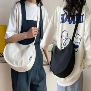 모양 에코백 심플 분리수납 무지 크로스백 반달 포켓