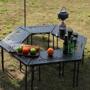 야외 조합 테이블 캠핑 바베큐 접합 서라운드 선반 이동식 육각형