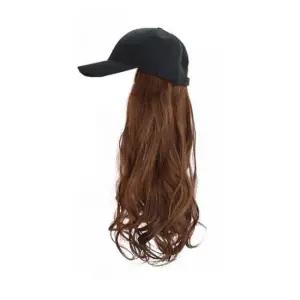롱 웨이브 여성 통가발 야구모자