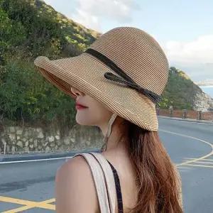 여성 리본장식 비치 데일리 밀짚모자 썬캡 HAT70