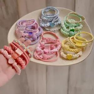 [신상오픈런]여성용 파스텔 색상 헤어타이 똥머리 고무줄 세트 (33713215)