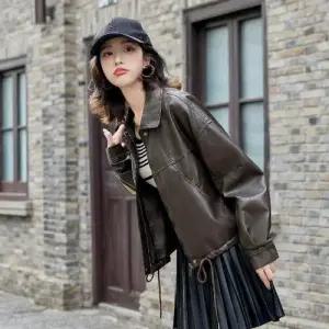 무천도사 여자 여사친 가을 가죽 재킷 점퍼 KKE3