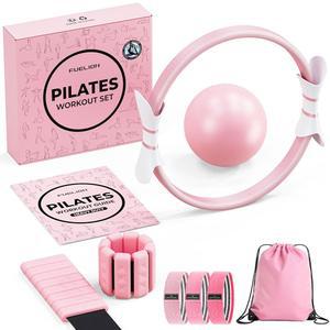 퓨리온 필라테스 링 세트, 매직 서클 요가 링, 볼, 조절 가능한 발목 손목 무게, 저항 밴드, 미니 근력을 위한 스타터 키트, 운동 가이드 포함