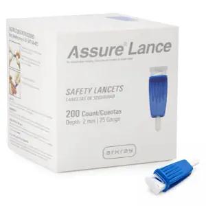안심 랜스 마이크로 플로우 25G 안전 랜싯 - 검사용 일회용 2mm 깊이 다크 블루 상자당 200개 1팩