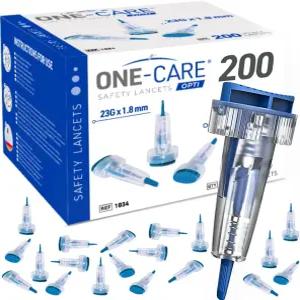 원케어 옵티 세이프티 랜셋 상단 버튼 활성화 23G x 1.8mm 200 카운트