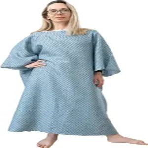 3팩 - 오버사이즈 병원 가운 5XL 밸류 워셔블 블루 스노우 크리스탈 프린트 듀얼 백 타이