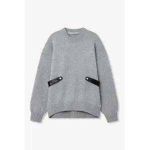 [알렉산더왕] 디태처블 레더 탭 멜란지 그레이 풀오버 153660148