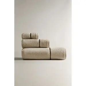 [ZARA] 자라 자수 웨이비 에지 타월 - 스톤 3401490