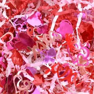 월드바자 1LB 발렌타인데이 크링클 컷 페이퍼 레드 핑크 화이트 슈레드 필러 메탈릭 색종이 선물 바구니