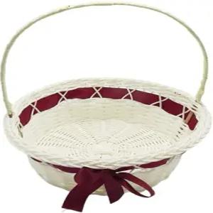 신부 샤워 플라워 걸 및 과일 빵 보관용 손잡이가 있는 카빌록 손으로 짠 위커 웨딩 바스켓