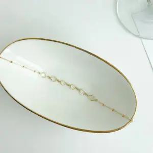 물방울 쉐입 컷팅 체인 슬림 팔찌18k화이트골드20cm