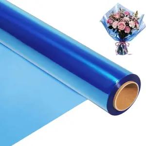 200피트 블루 셀로판 랩 롤16인치 x 선물 바구니 꽃다발 파티 장식용 두께 250만 개