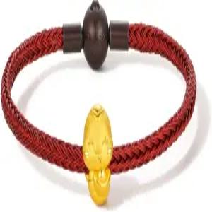 저우 릴루 푸 24K 솔리드 골드 브셀렛 뱀 리얼 참과 스테인리스 스틸 브레이슬릿 귀여운 동물 조디악