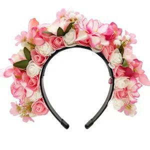 죽은 코스프레 파티 페스티벌의 날을 위한 울리겟 수제 화환 헤어밴드 플라워 크라운 양면 플로럴