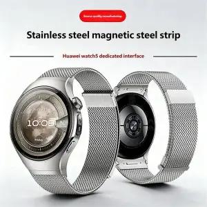 호환  화웨이 워치 5용 틈새 없는 풀커버 밀라니즈 스테인리스 스틸 밴드 금속 퀵 릴리즈 밴드