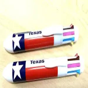 텍사스 플래그 펜 2개 세트 한 개의 디자인으로 8가지 잉크 색상 기념품