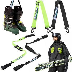 시넬링 4개 스키 부츠 및 폴 캐리어 스트랩 액세서리 2개 미끄럼 방지 쿠션 패드와 버클이 있는 조절 가능한 어깨 슬링, 남성 여성에게 필수적인 야외 겨울용