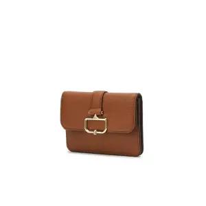 [매장정품] 닥스 ACC [선물포장/쇼핑백동봉] 여성 브라운 버클장식 소가죽 카드지갑 DCHO4F552