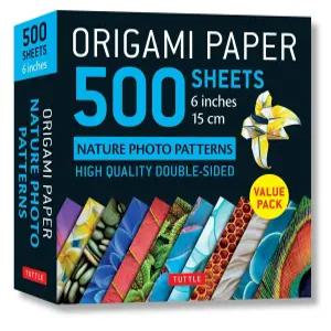종이접기 종이 500장 자연 사진 패턴 6인치(15cm) 터틀 양면 시트 12가지 디자인으로 인쇄 (6개 프로젝트에