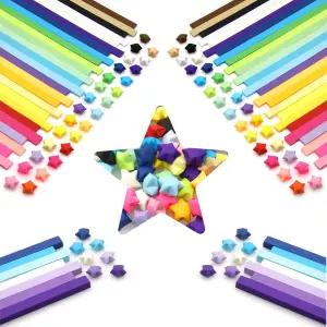 행운의 별 장식을 위한 2160장 글리터 종이접기 종이 스트립 DIY 핸드 아트 공예