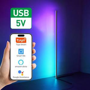 스마트 RGBIC 코너 플로어 램프, 색상 및 효과 조절 가능, 투야 앱 리모컨, 가정용 분위기 조명