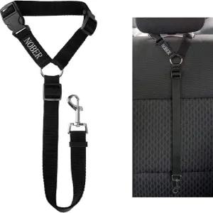 노버 애완견 고양이 안전벨트 카 헤드레스트 구속 조절식 안전 리드 차량 하네스 1팩