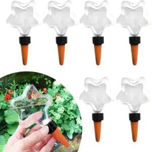 실내외 식물을 위한 셩이와 6팩(6.76온스) 자가 급수 글로브 자동 화분 삽입 별 모양