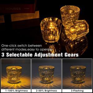 크리스탈 LED 테이블 램프 USB 밝기 조정 다이아몬드 야간 조명 침대 옆 레스토랑 바 충전식 로맨틱