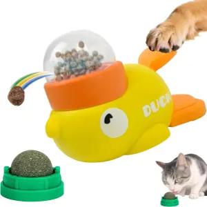 고양이와 작은 개를 위한 반려견 인터랙티브 간식 디스펜서 장난감 푸드 퍼즐 슬로우 피더 오리 모양의