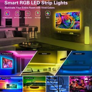 TV 주변 USB LED 라이트 스트립 색상 변경 음악 동기화 RGB 자체 접착 5V 스마트 앱 제어 조명 홈 데코용