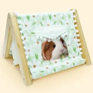 기니피그 은신처 창문이 있는 튼튼한 대나무 작은 동물 집 토끼 터널 햄스터 쥐 친칠라가 은신처에서 놀 때