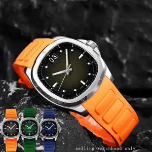 호환  Mido Helmsman 시리즈 M049.526 TV 그라디언트 그린용 고무 팔찌 곡선 고무 시계 밴드 시계 스트랩