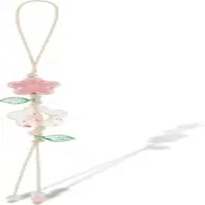 트링크리티 귀여운 플라워 폰 참 핑크 Y2K 세라믹 플로럴 비즈 잎 핸드메이드 장식 카메라 가방 펜던트