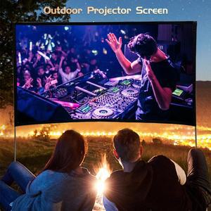 Everycom 휴대용 프로젝터 스크린, HD 16:9 야외 바닥 스탠드 3D 4K 캠핑 필름 커튼, 80 100 120 인치
