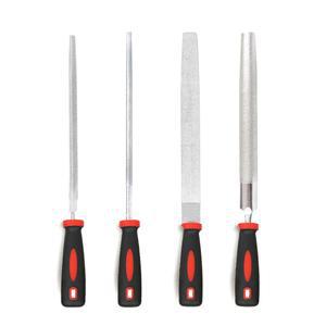 유리, 돌, 대리석, 바위, 뼈를 갈기 위한 YKLP 8인치 다이아몬드 코팅 파일 플라스틱 손잡이 수공구(4개)