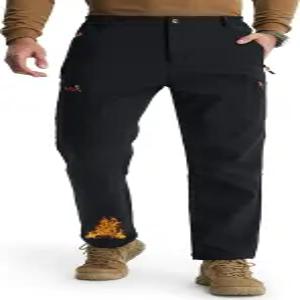 리빈 남성 플리스 안감 하이킹 바지 스노우 스키 방수 보온 지퍼 포켓 단열 소프트쉘 추운 날씨