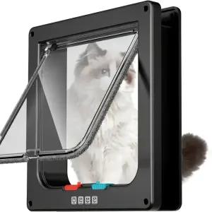 애완 동물 문 4 웨이 잠금 ABS 개 고양이 비바람에 견디는 플랩 도어 제어 가능한 스위치 방향 작은 용품